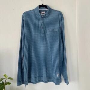 johnnie-O Hangin’ Out Blue Striped Sylvester Henley Top